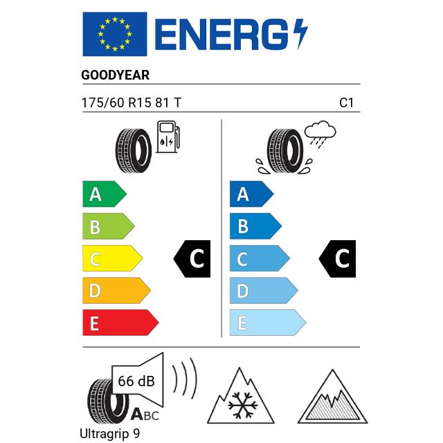 Eticheta Energetica Anvelope  175 60 R15 Goodyear Ultragrip 9 