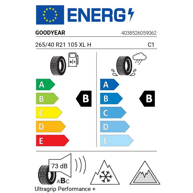 Eticheta Energetica Anvelope  265 40 R21 Goodyear Ultragrip Performance + 