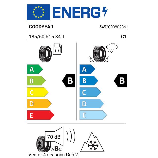 Eticheta Energetica Anvelope  185 60 R15 Goodyear Vector 4-seasons Gen-2 