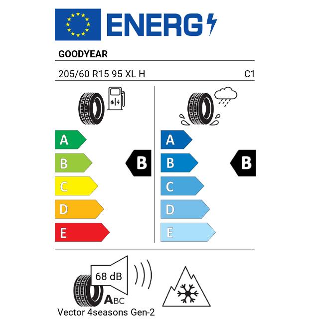 Eticheta Energetica Anvelope  205 60 R15 Goodyear Vector 4seasons Gen-2 