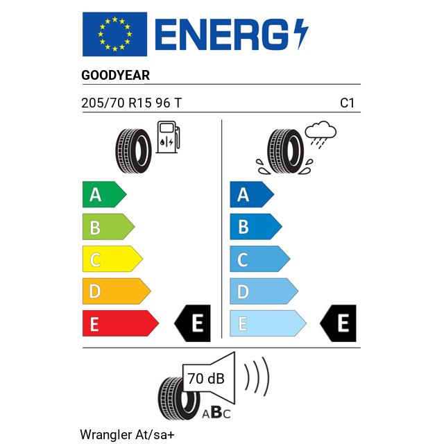 Eticheta Energetica Anvelope  205 70 R15 Goodyear Wrangler At/sa+ 