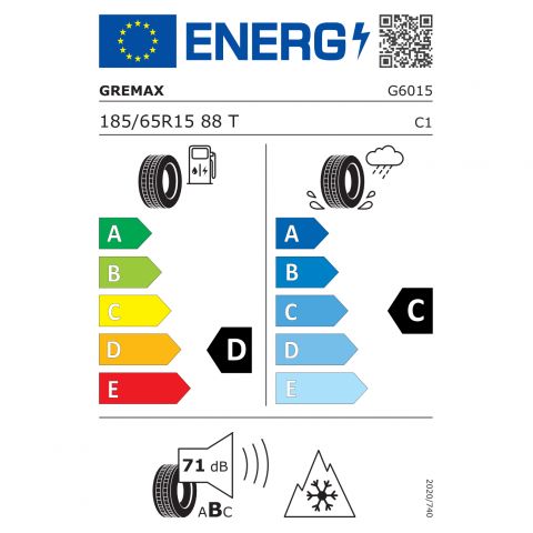 Eticheta Energetica Anvelope  185 65 R15 Gremax Gm608 