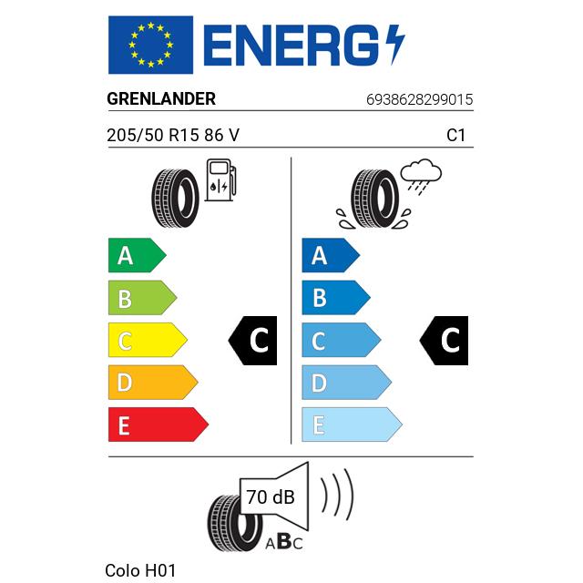 Eticheta Energetica Anvelope  205 50 R15 Grenlander Colo H01 