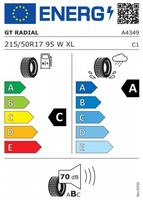 Eticheta Energetica Anvelope  215 50 R17 Gt Radial Fe2 