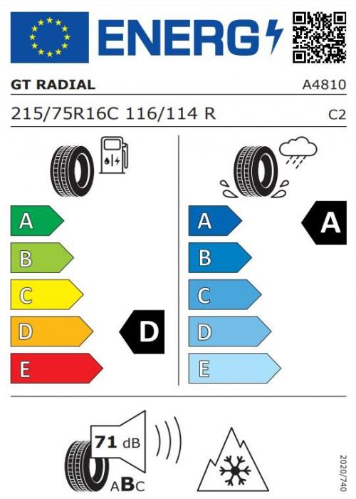 Eticheta Energetica Anvelope  215 75 R16C Gt Radial Maxmiler 2 