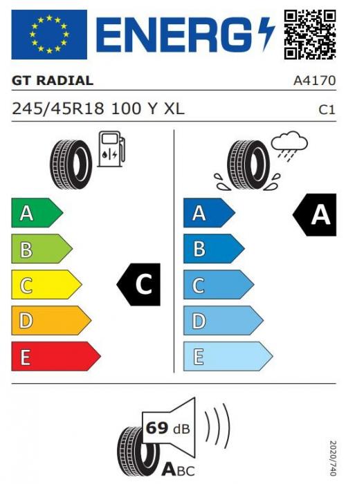 Eticheta Energetica Anvelope  245 45 R18 Gt Radial Sportactive 2 