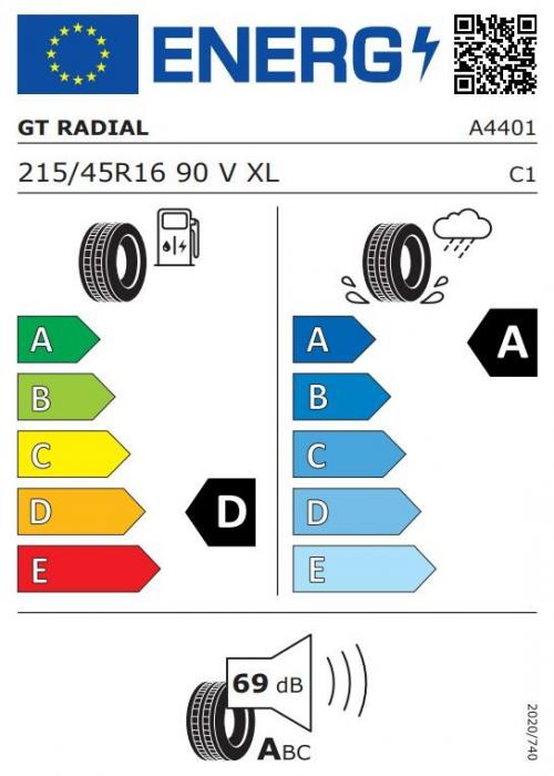 Eticheta Energetica Anvelope  215 45 R16 Gt Radial Sportactive 2 