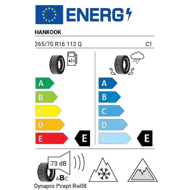 Eticheta Energetica Anvelope  265 70 R16 Hankook Dynapro I*cept Rw08 