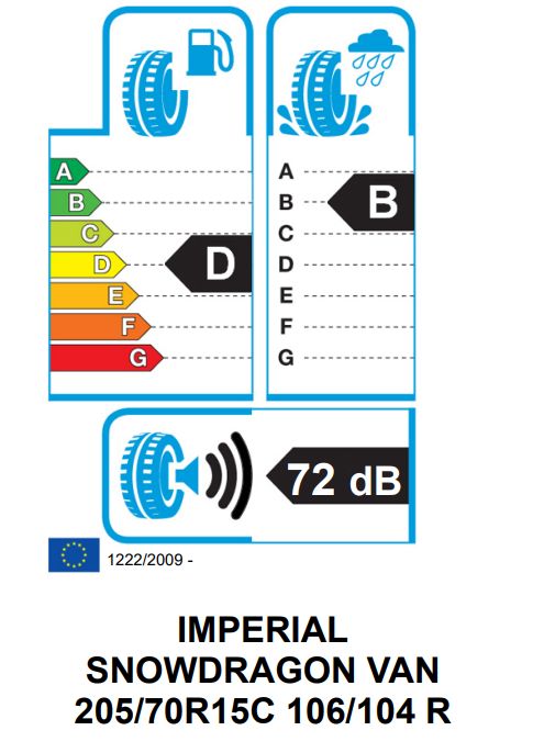 Eticheta Energetica Anvelope  205 70 R15C Imperial Snowdragon Van 