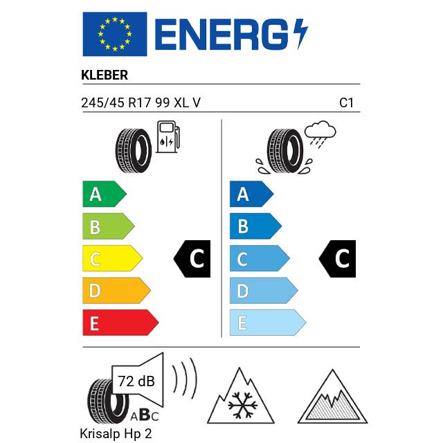 Eticheta Energetica Anvelope  245 45 R17 Kleber Krisalp Hp 2 