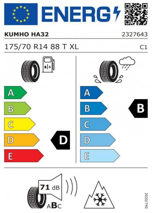 Eticheta Energetica Anvelope  175 70 R14 Kumho Ha32 
