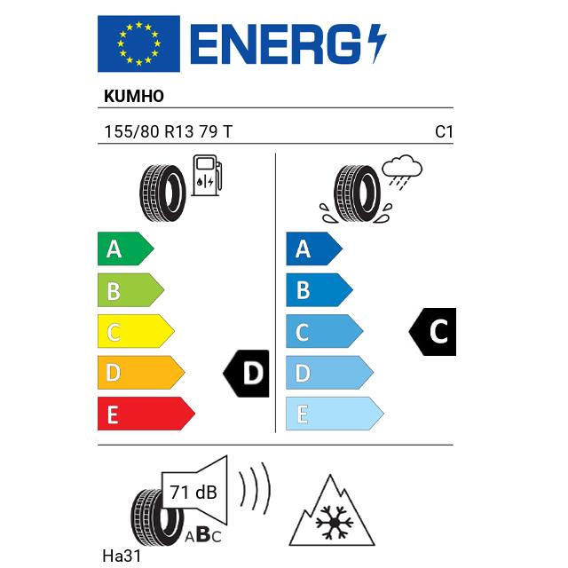 Eticheta Energetica Anvelope  155 80 R13 Kumho Ha31 