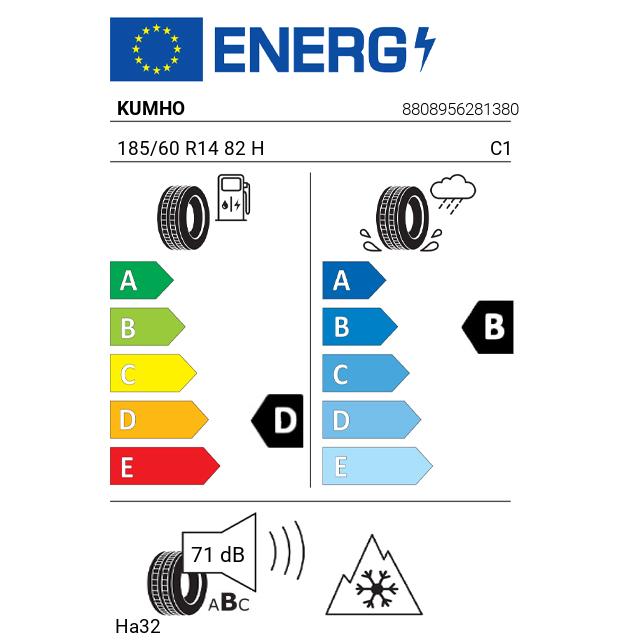 Eticheta Energetica Anvelope  185 60 R14 Kumho Ha32 