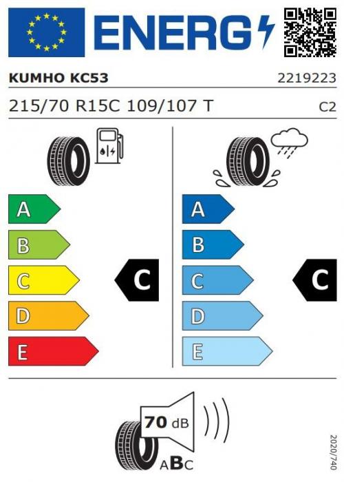 Eticheta Energetica Anvelope  215 70 R15C Kumho Kc53 
