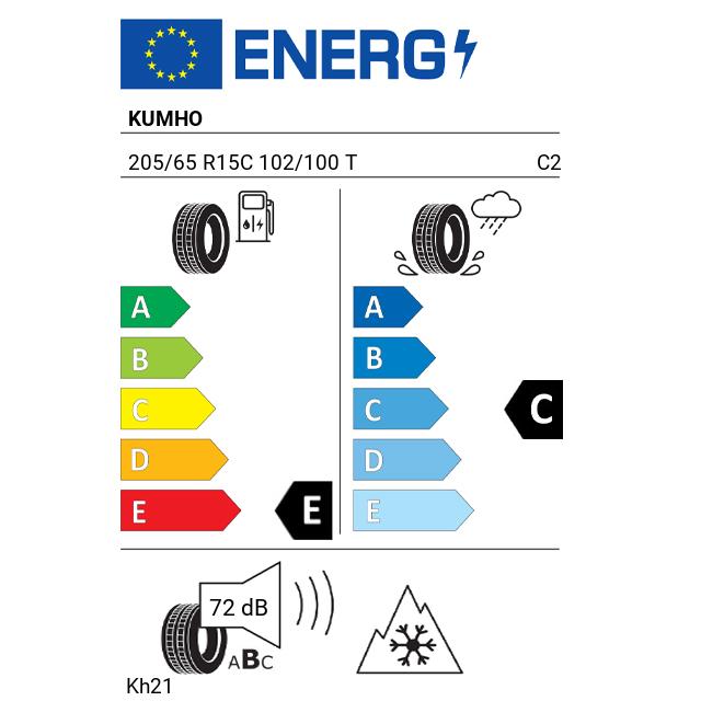 Eticheta Energetica Anvelope  205 65 R15C Kumho Kh21 