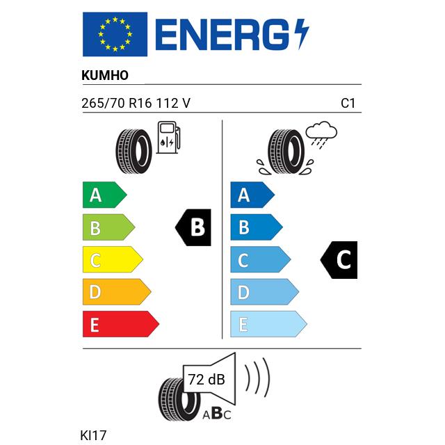 Eticheta Energetica Anvelope  265 70 R16 Kumho Kl17 