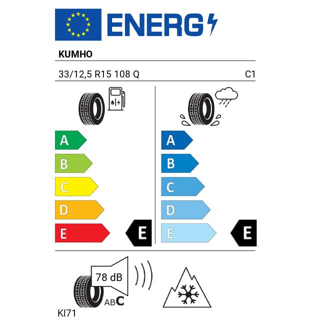 Eticheta Energetica Anvelope  33 12,5 R15 Kumho Kl71 