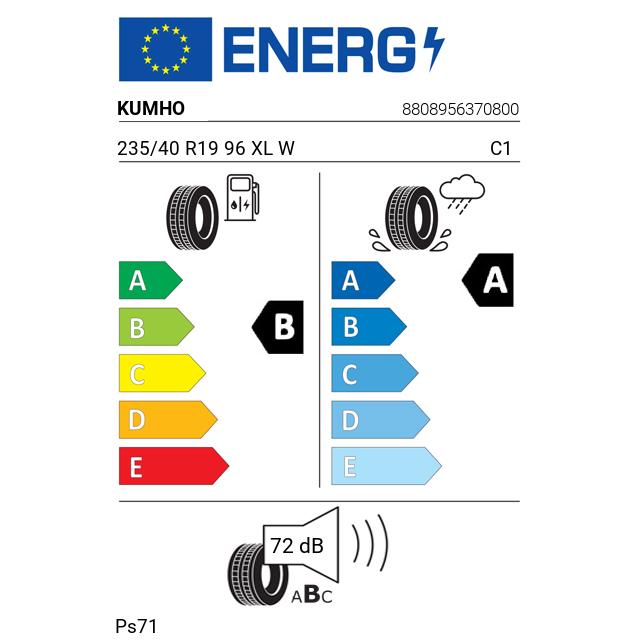 Eticheta Energetica Anvelope  235 40 R19 Kumho Ps71 