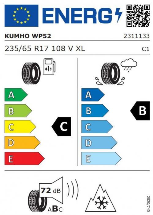 Eticheta Energetica Anvelope  235 65 R17 Kumho Wp52 