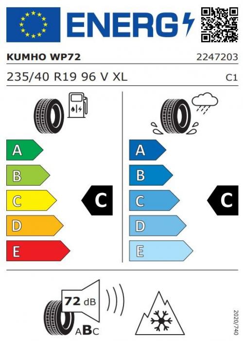 Eticheta Energetica Anvelope  235 40 R19 Kumho Wp72 