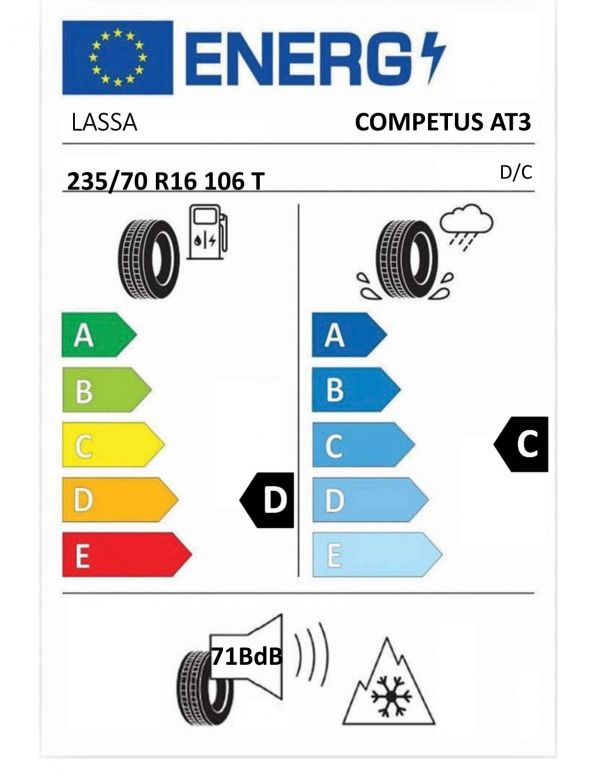 Eticheta Energetica Anvelope  235 70 R16 Lassa Competus At3 