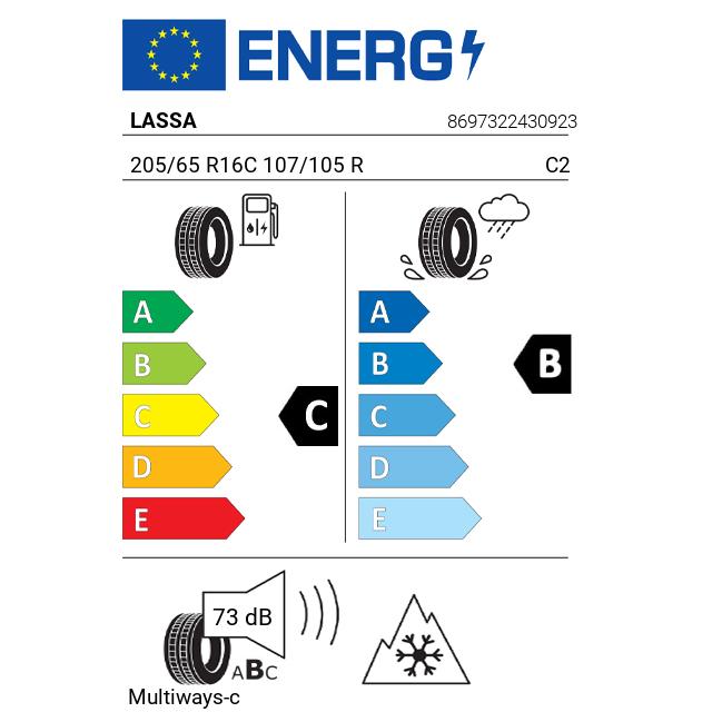Eticheta Energetica Anvelope  205 65 R16C Lassa Multiways-c 