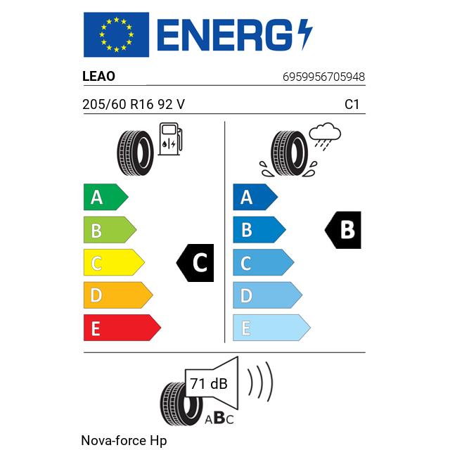 Eticheta Energetica Anvelope  205 60 R16 Leao Nova-force Hp 