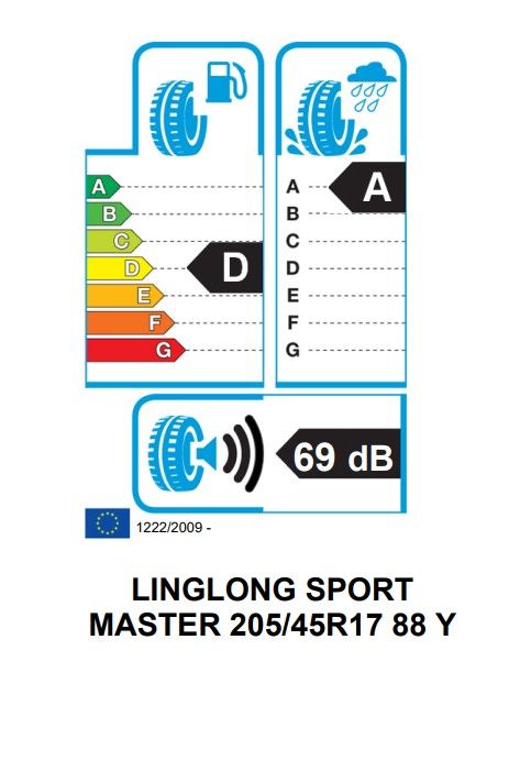 Eticheta Energetica Anvelope  205 45 R17 Linglong Sport Master 