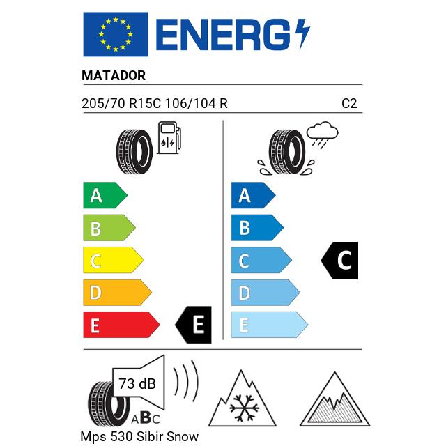 Eticheta Energetica Anvelope  205 70 R15C Matador Mps 530 Sibir Snow 