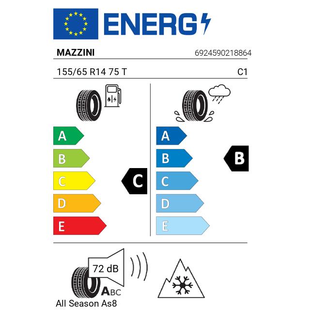 Eticheta Energetica Anvelope  155 65 R14 Mazzini  As8 