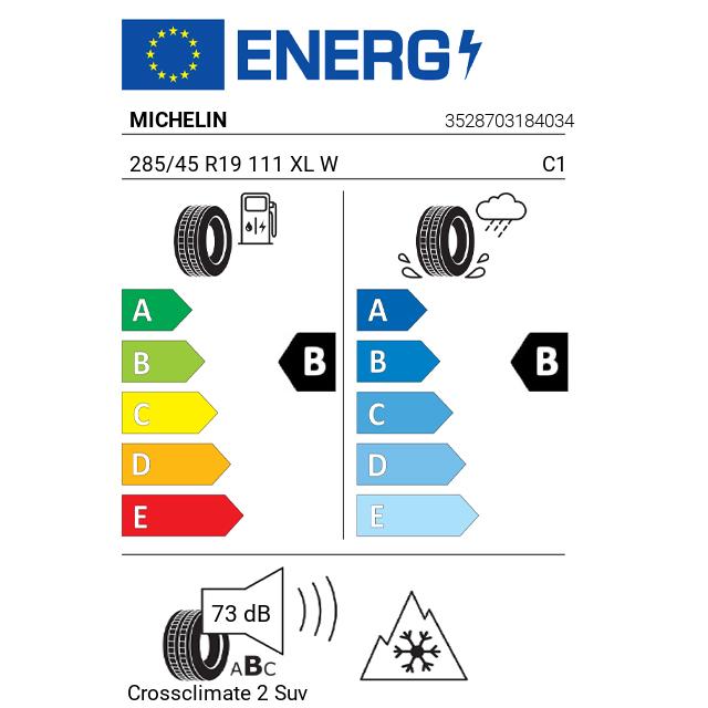 Eticheta Energetica Anvelope  285 45 R19 Michelin Crossclimate 2 Suv 