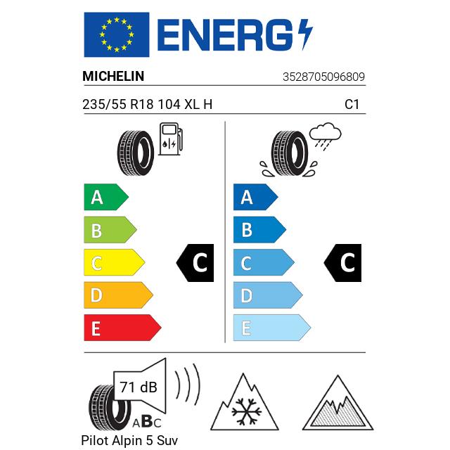 Eticheta Energetica Anvelope  235 55 R18 Michelin Pilot Alpin 5 Suv 