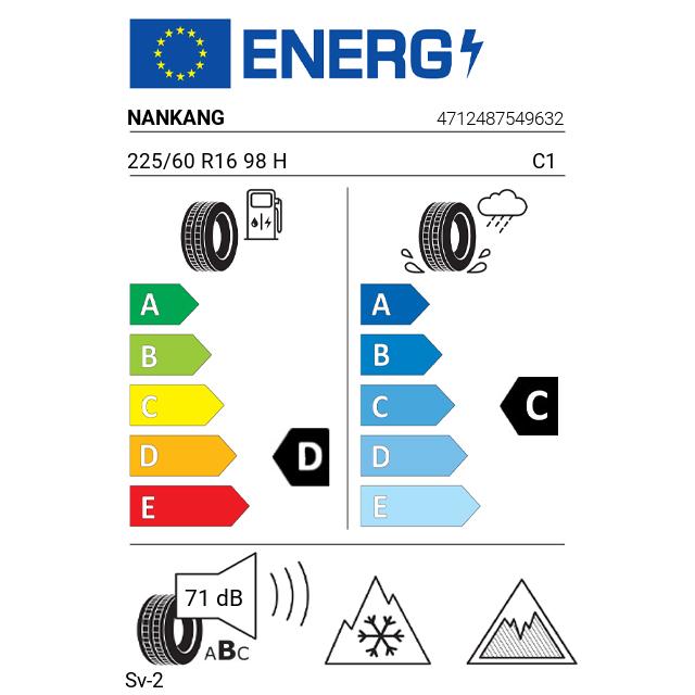 Eticheta Energetica Anvelope  225 60 R16 Nankang Sv-2 