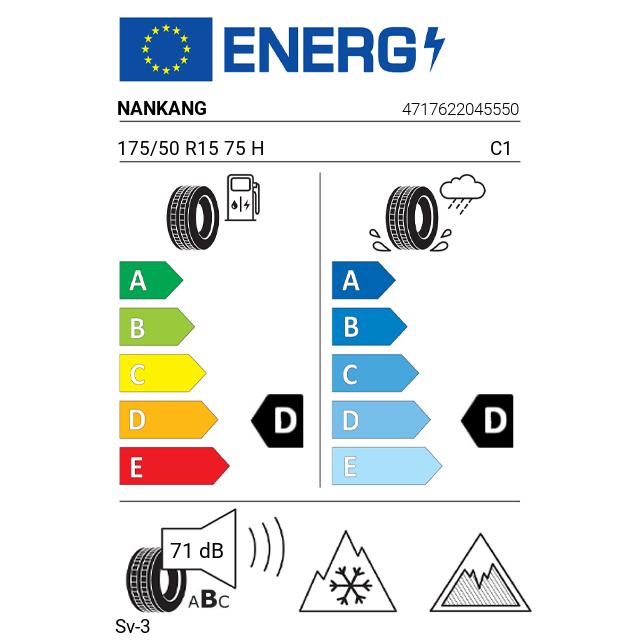 Eticheta Energetica Anvelope  175 50 R15 Nankang Sv-3 