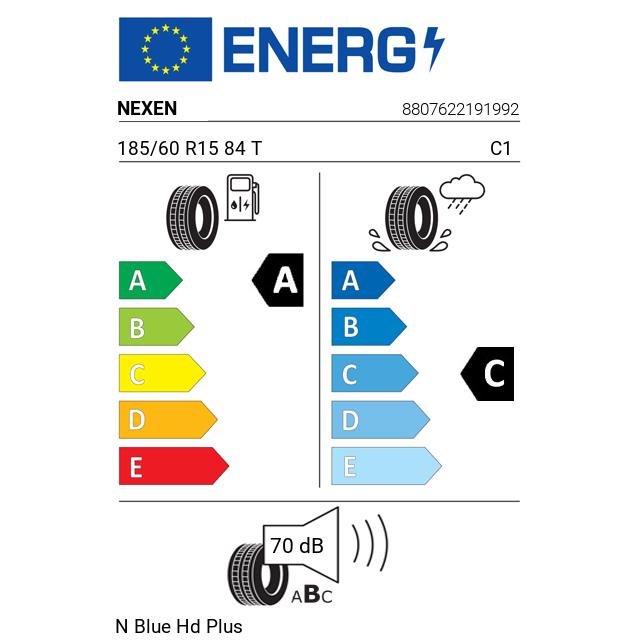 Eticheta Energetica Anvelope  185 60 R15 Nexen N Blue Hd Plus 