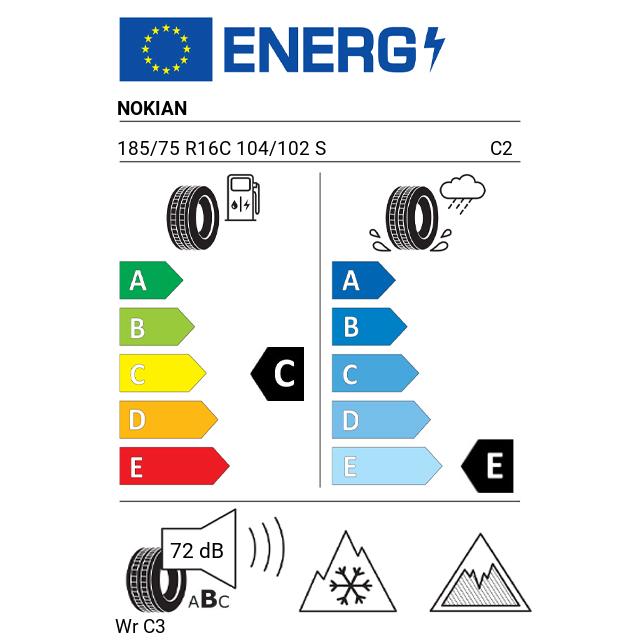 Eticheta Energetica Anvelope  185 75 R16C Nokian Wr C3 