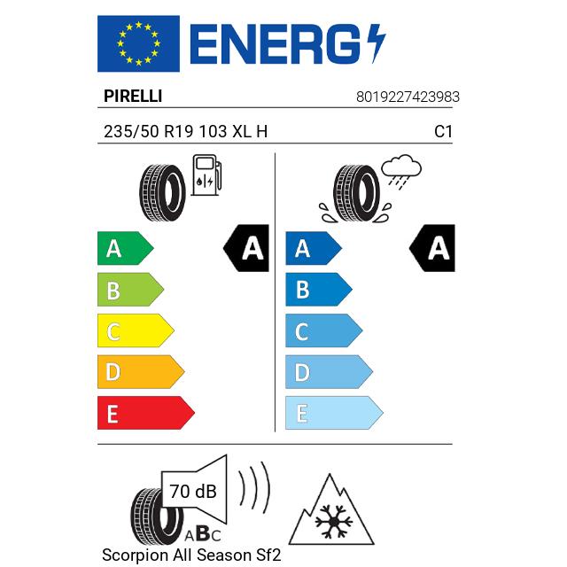 Eticheta Energetica Anvelope  235 50 R19 Pirelli Scorpion  Sf2 