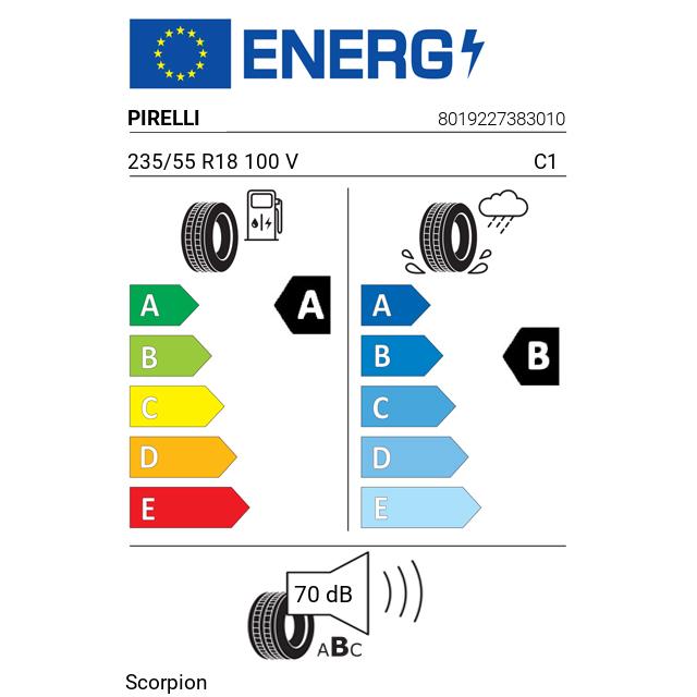 Eticheta Energetica Anvelope  235 55 R18 Pirelli Scorpion 