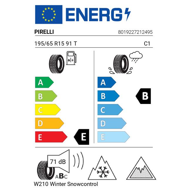 Eticheta Energetica Anvelope  195 65 R15 Pirelli W210 Winter Snowcontrol 3 