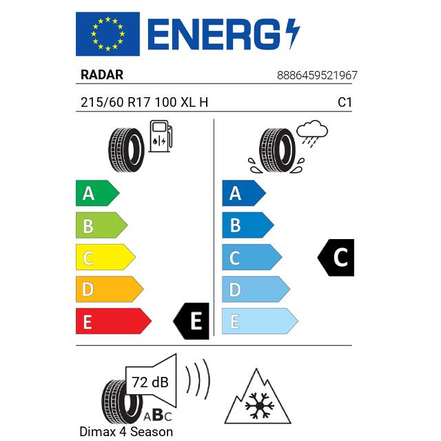 Eticheta Energetica Anvelope  215 60 R17 Radar Dimax 4 Season 
