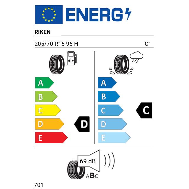 Eticheta Energetica Anvelope  205 70 R15 Riken 701 