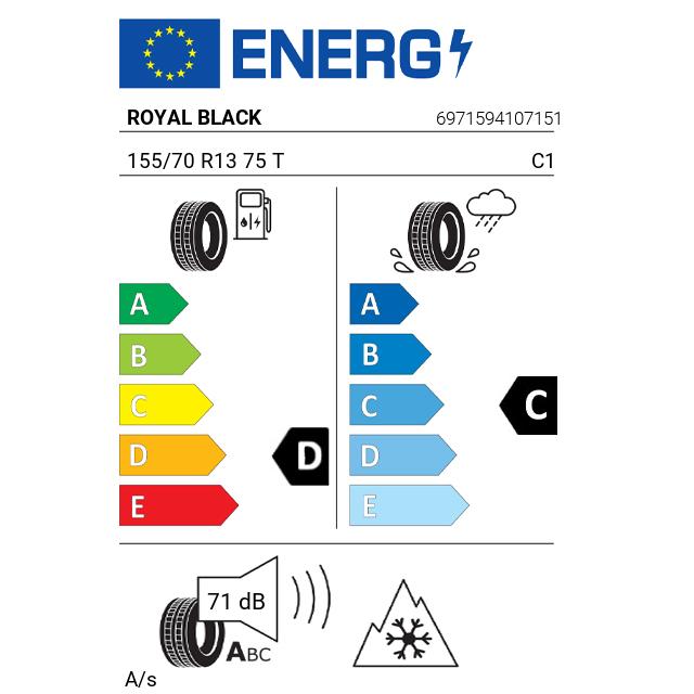 Eticheta Energetica Anvelope  155 70 R13 Royal Black A/s 