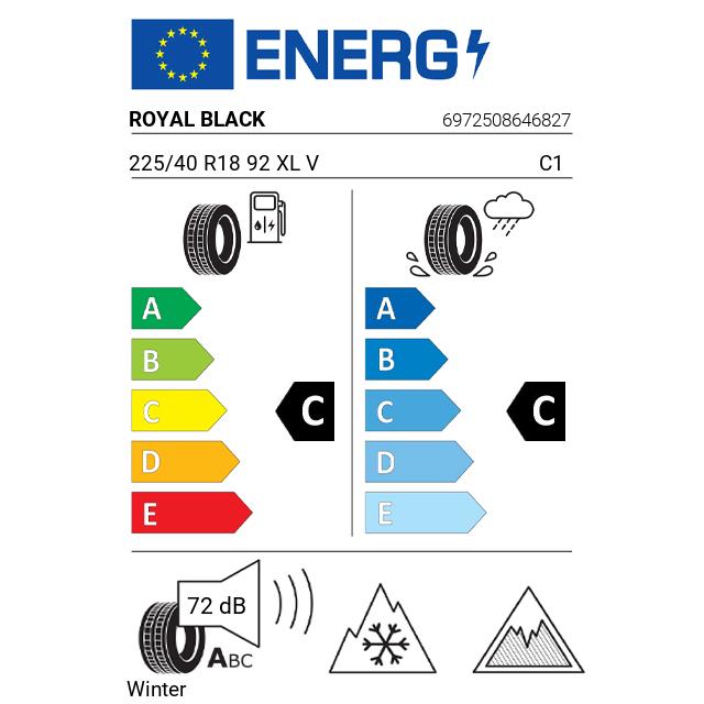 Eticheta Energetica Anvelope  225 40 R18 Royal Black Winter 