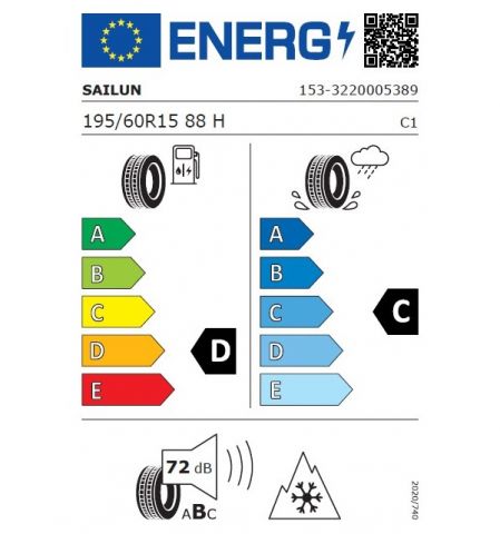 Eticheta Energetica Anvelope  195 60 R15 Sailun Atrezzo 4seasons 