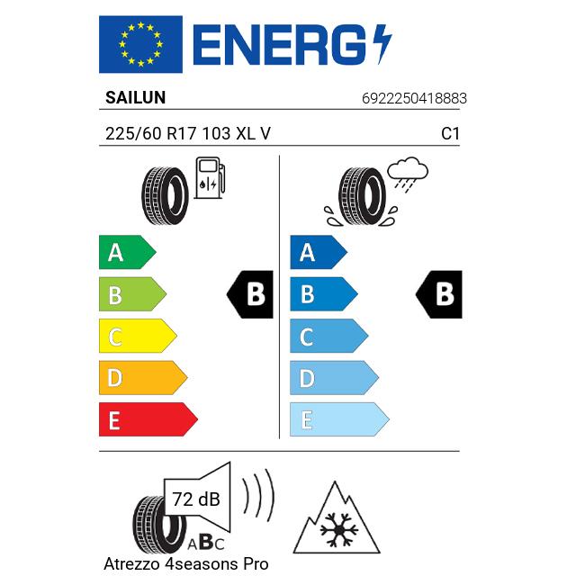 Eticheta Energetica Anvelope  225 60 R17 Sailun Atrezzo 4seasons Pro 