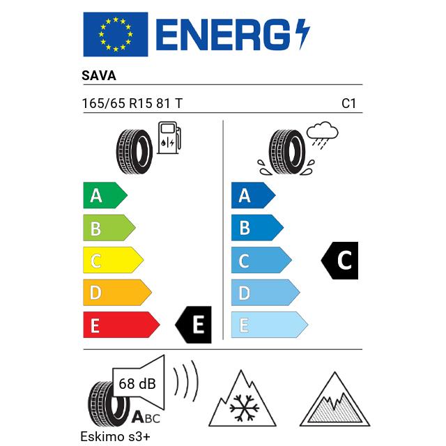 Eticheta Energetica Anvelope  165 65 R15 Sava Eskimo S3+ 