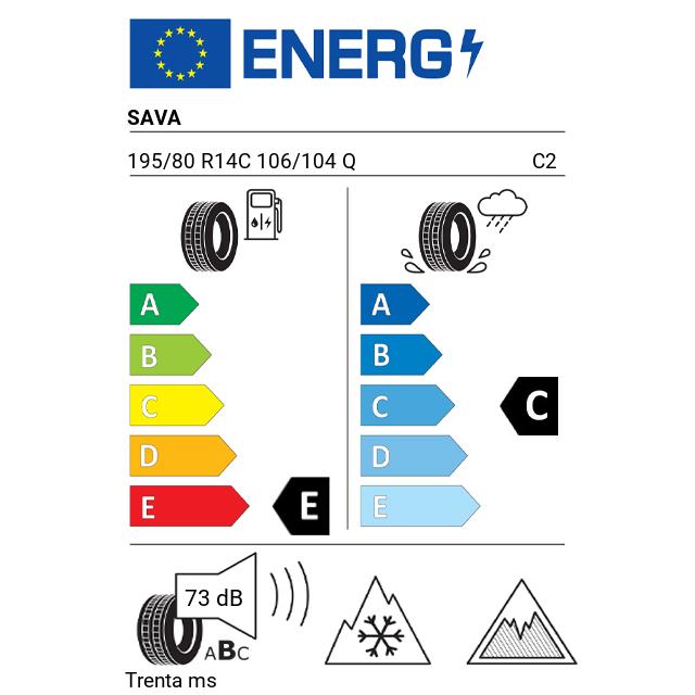 Eticheta Energetica Anvelope  195 80 R14C Sava Trenta Ms 