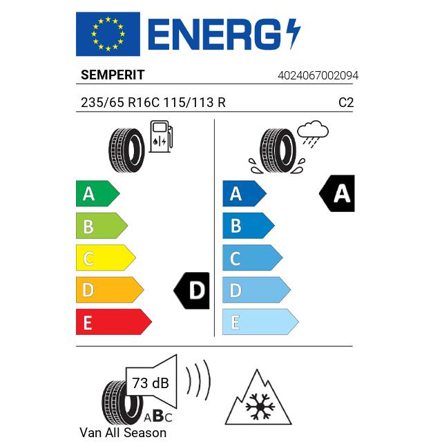 Eticheta Energetica Anvelope  235 65 R16C Semperit Van  