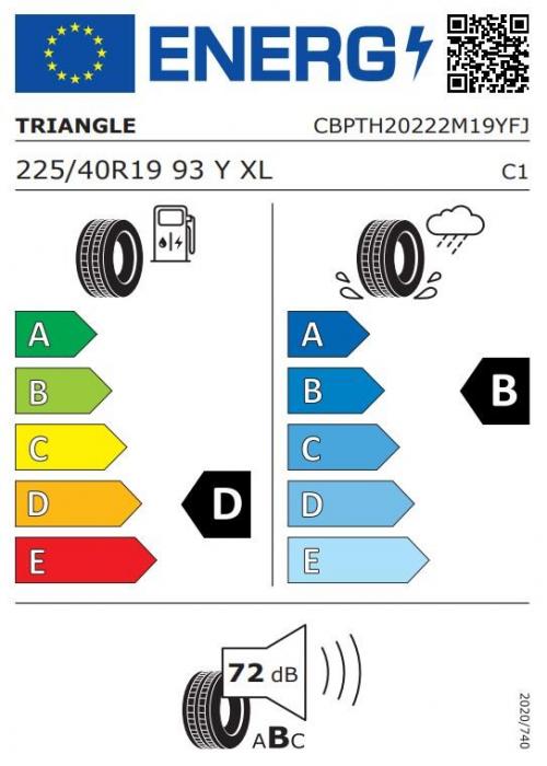 Eticheta Energetica Anvelope  225 40 R19 Triangle Effex Sport Th202 