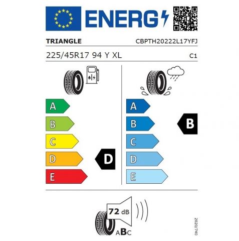 Eticheta Energetica Anvelope  225 45 R17 Triangle Effex Sport Th202 